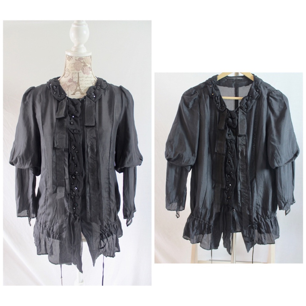 TeleGraph Black Silk Blouse Neo Victorian DeCon S.